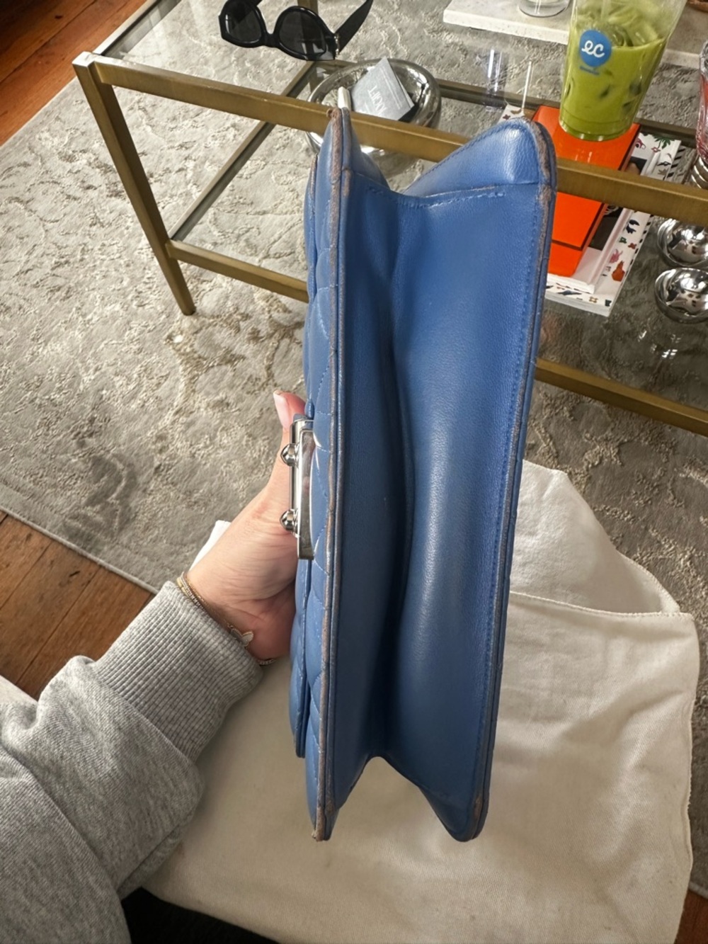 Dior Small Quilted Leather Mini Bag in Periwinkle Blue - Picture 5 of 12